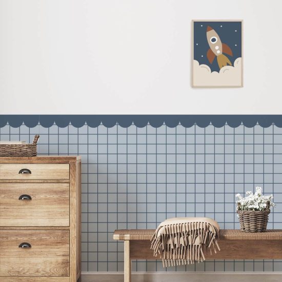 GRID Checkered and Scalloped Wallpaper