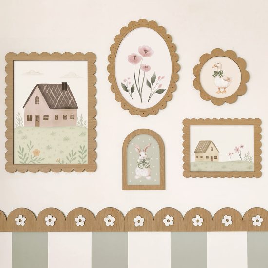 Cottagecore adhesive sticker photos and wooden frames wall decor set by Ponponi