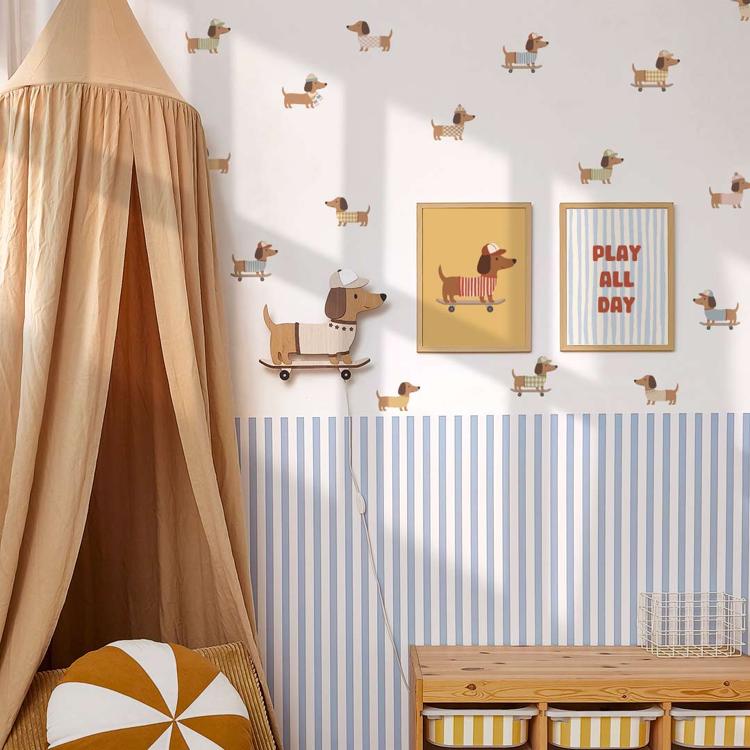 Skateboarding Dachshunds Wall Stickers – Kids' Room Decor