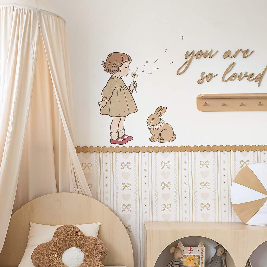 Vintage Girl & Bunny Wall Decals