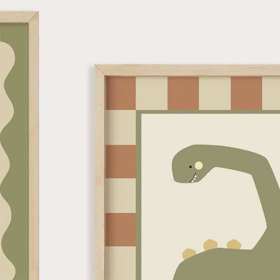 Juego de pósters para habitaciones infantiles - Dinosaurios juguetones