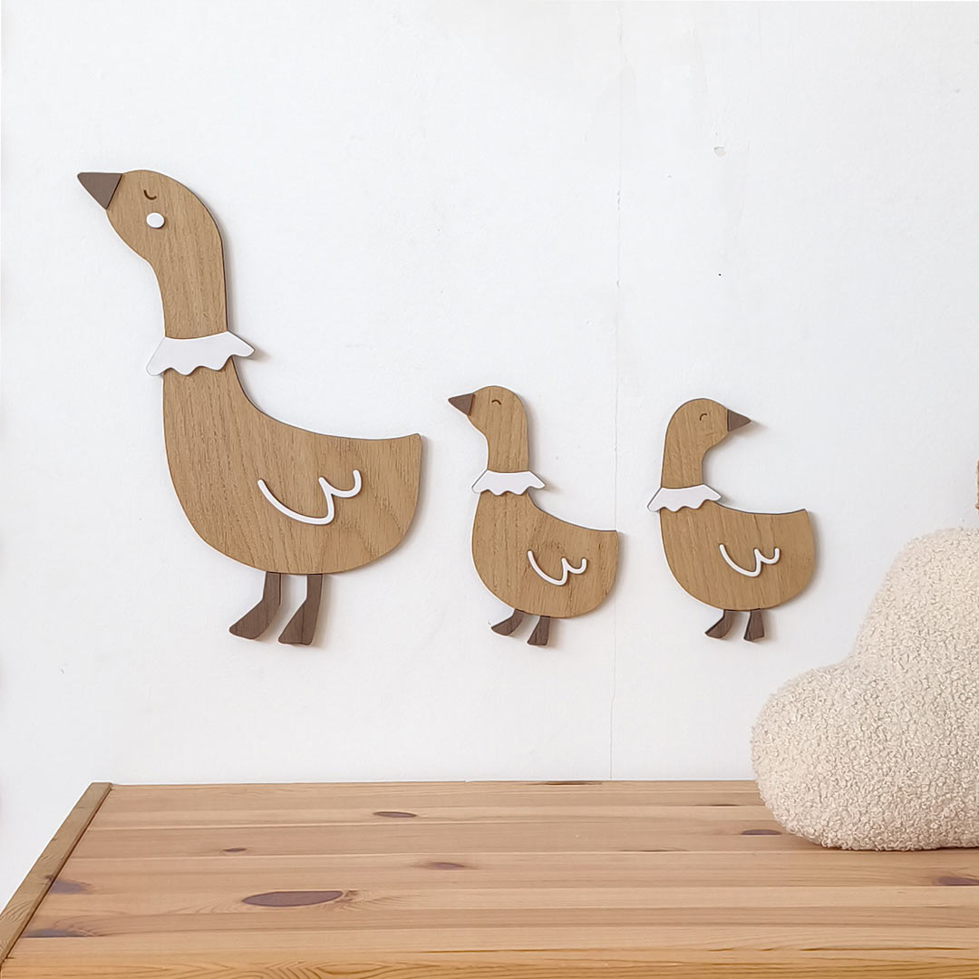 Wooden goose family set