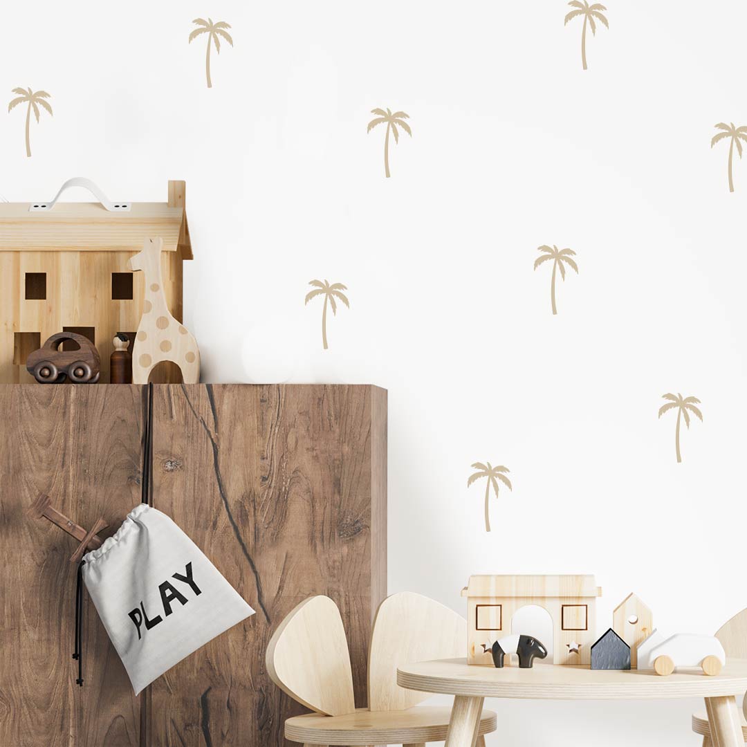 Palm tree wall stickers for kids room – premium reusable fabric decals by Ponponi