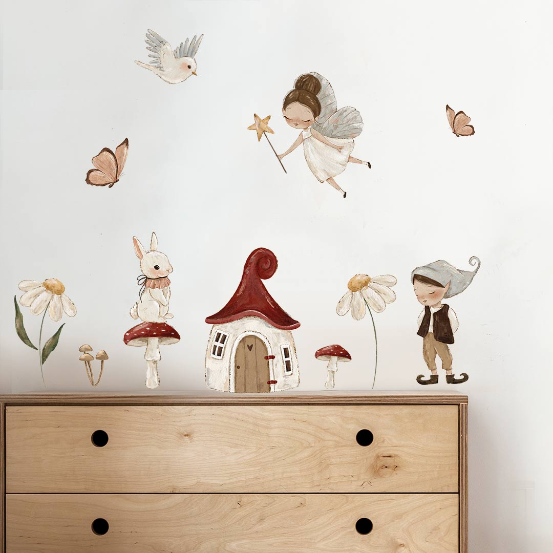 Vintage fairy garden wall stickers