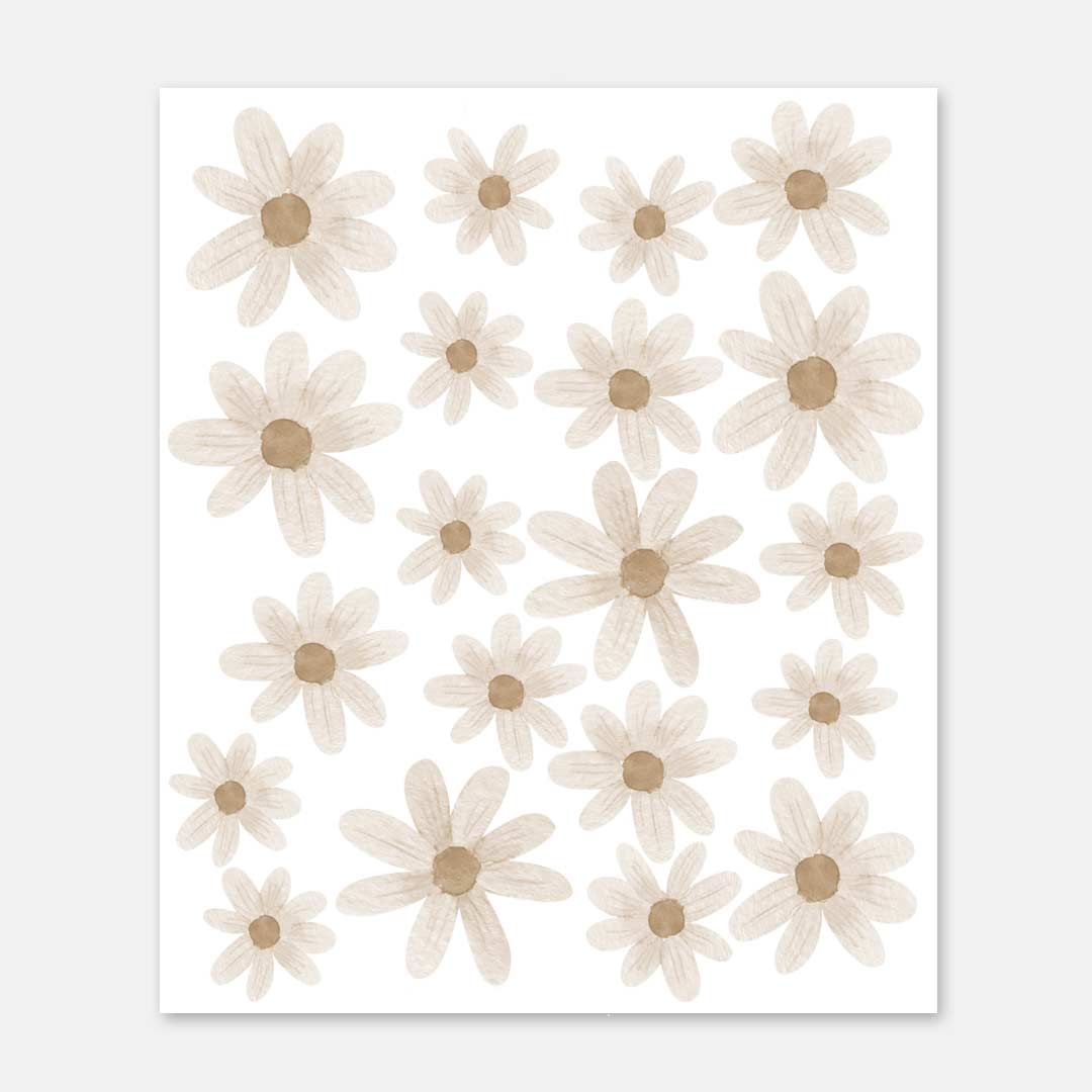 Delicate flower wall stickers in premium fabric – reusable boho girls room decals by Ponponi