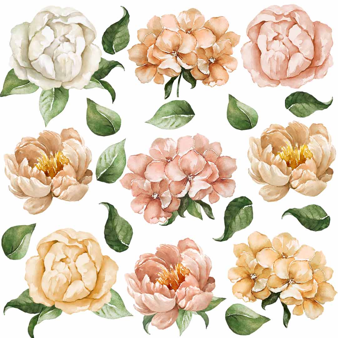 Watercolor flower wall stickers – wall stickers for girls' rooms
