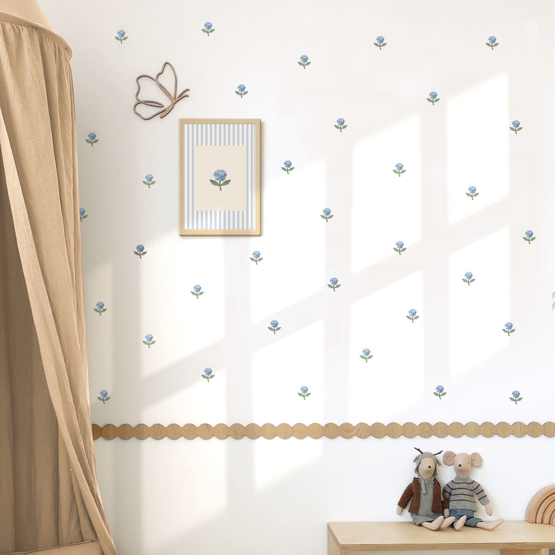Reusable Floral Wall Stickers – Mila Style, Blue