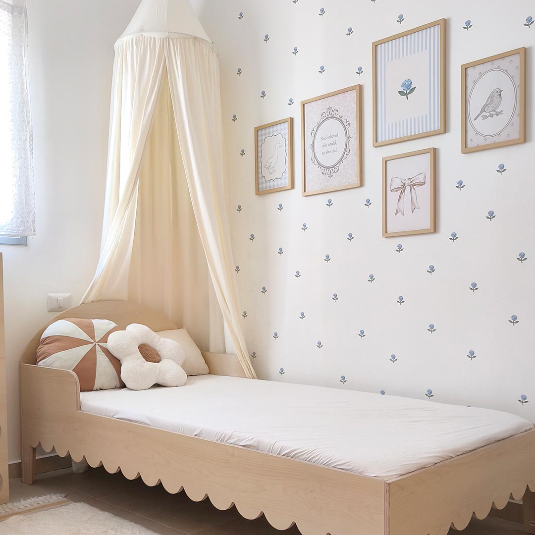 Reusable Floral Wall Stickers – Mila Style, Blue