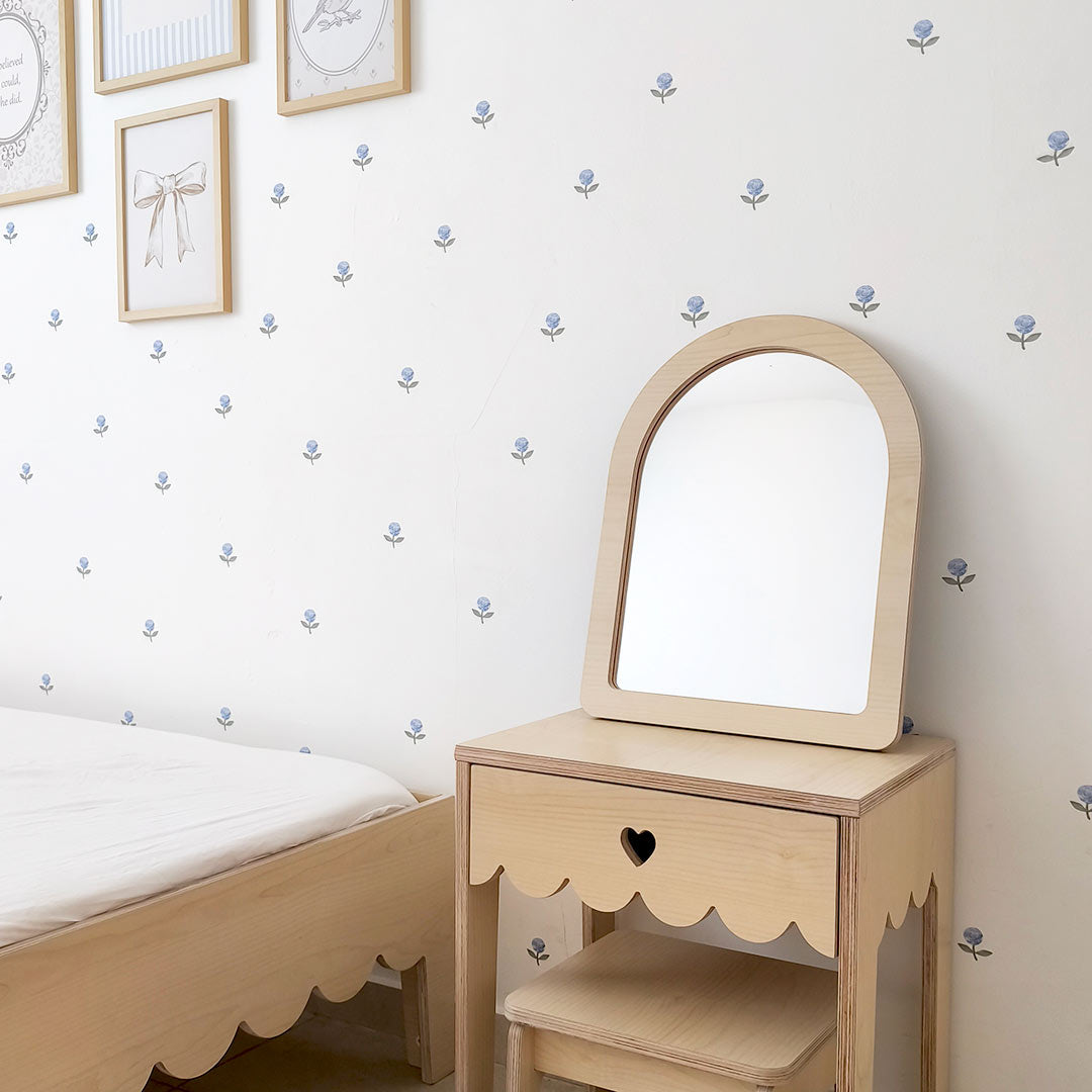 Reusable Floral Wall Stickers – Mila Style, Blue
