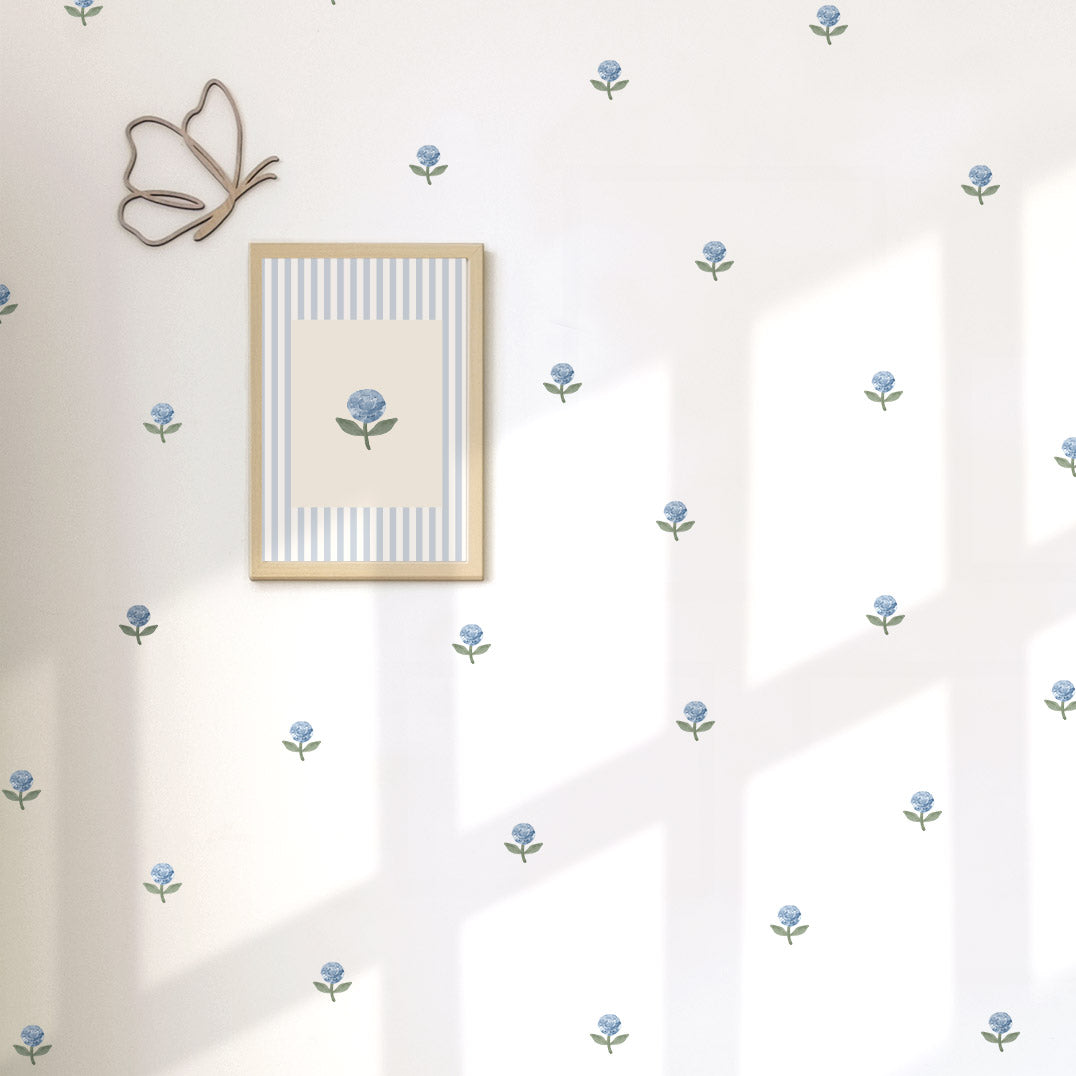Reusable Floral Wall Stickers – Mila Style, Blue