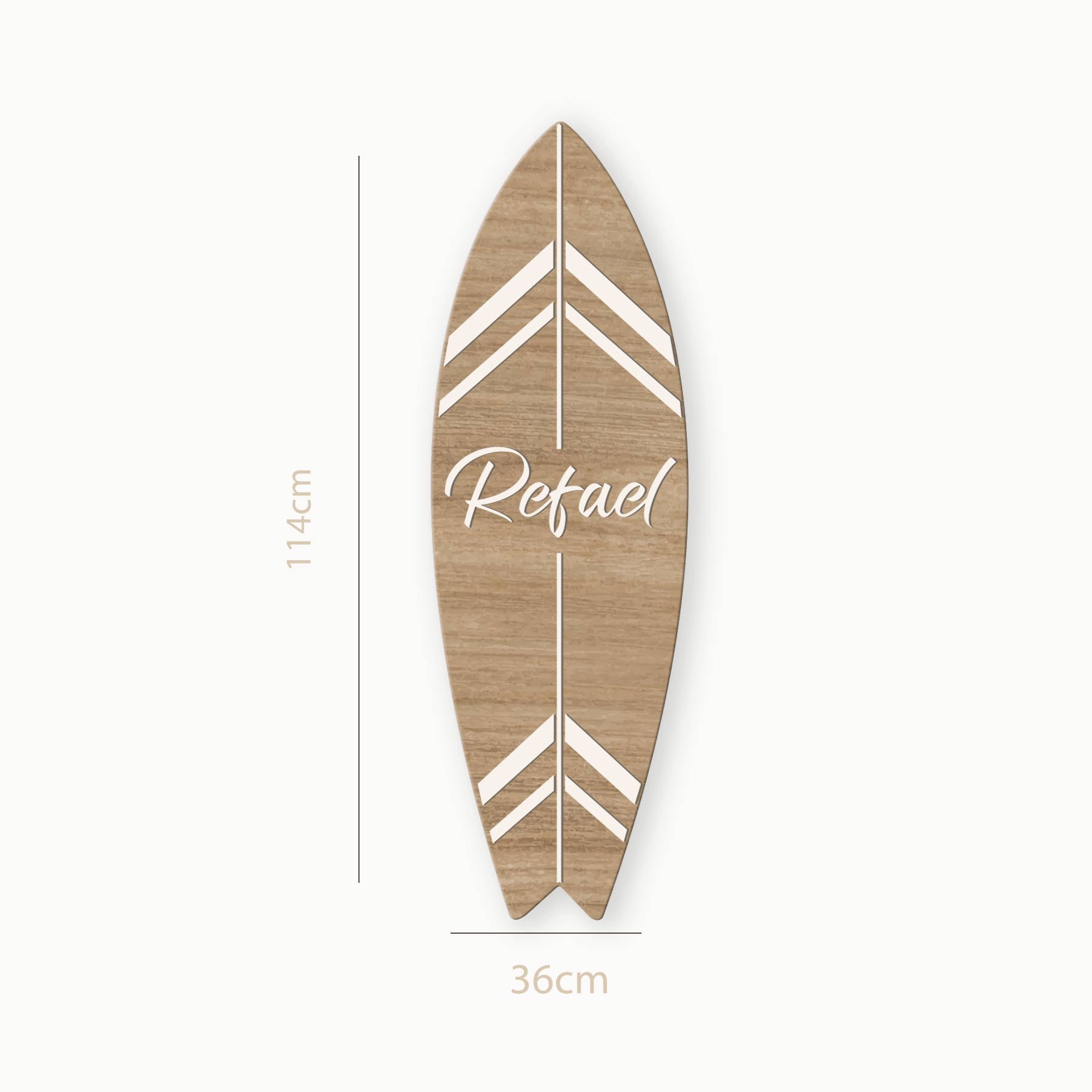 Wooden surfboard with child's name – wall decoration