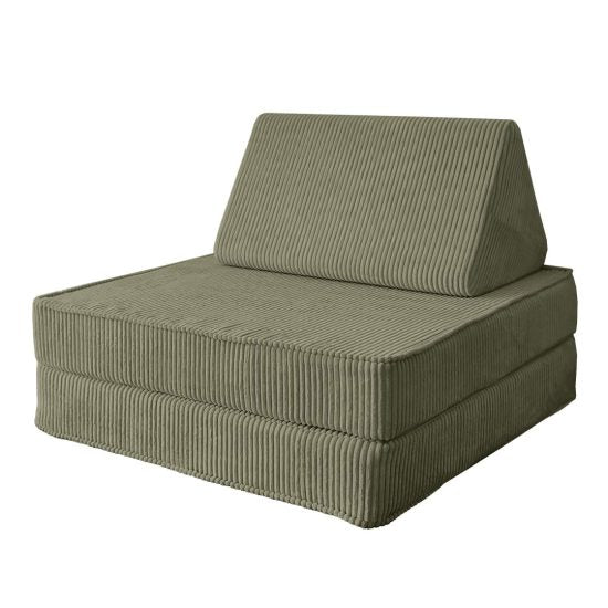 Kids modular convertible sofa in olive green corduroy with removable washable cover – Ponponi