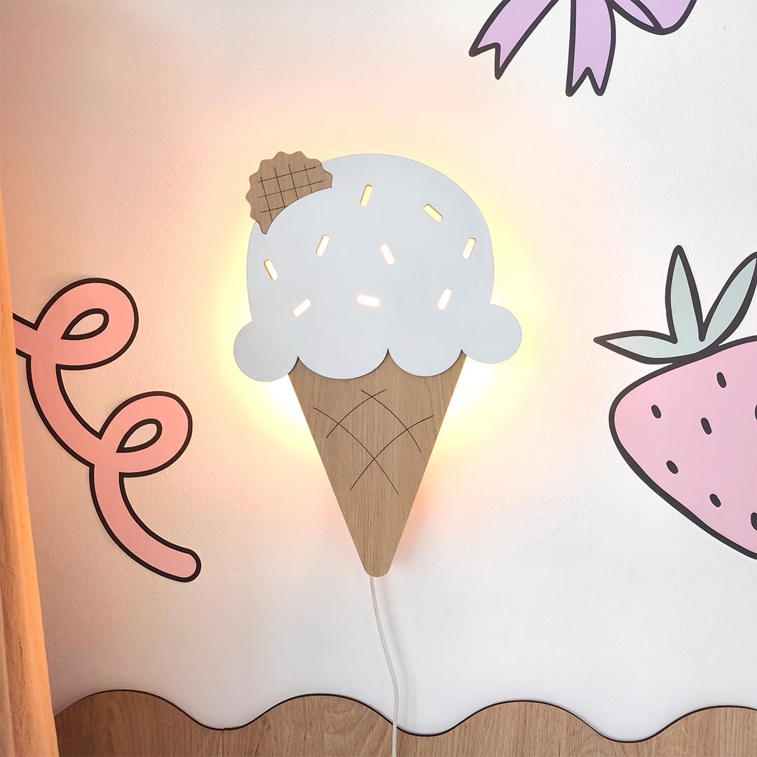 Wooden ice cream night light for children