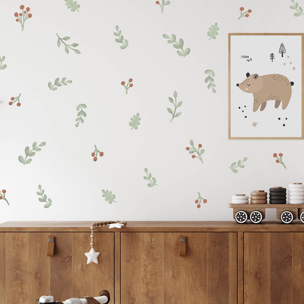Flower and leaf wall stickers