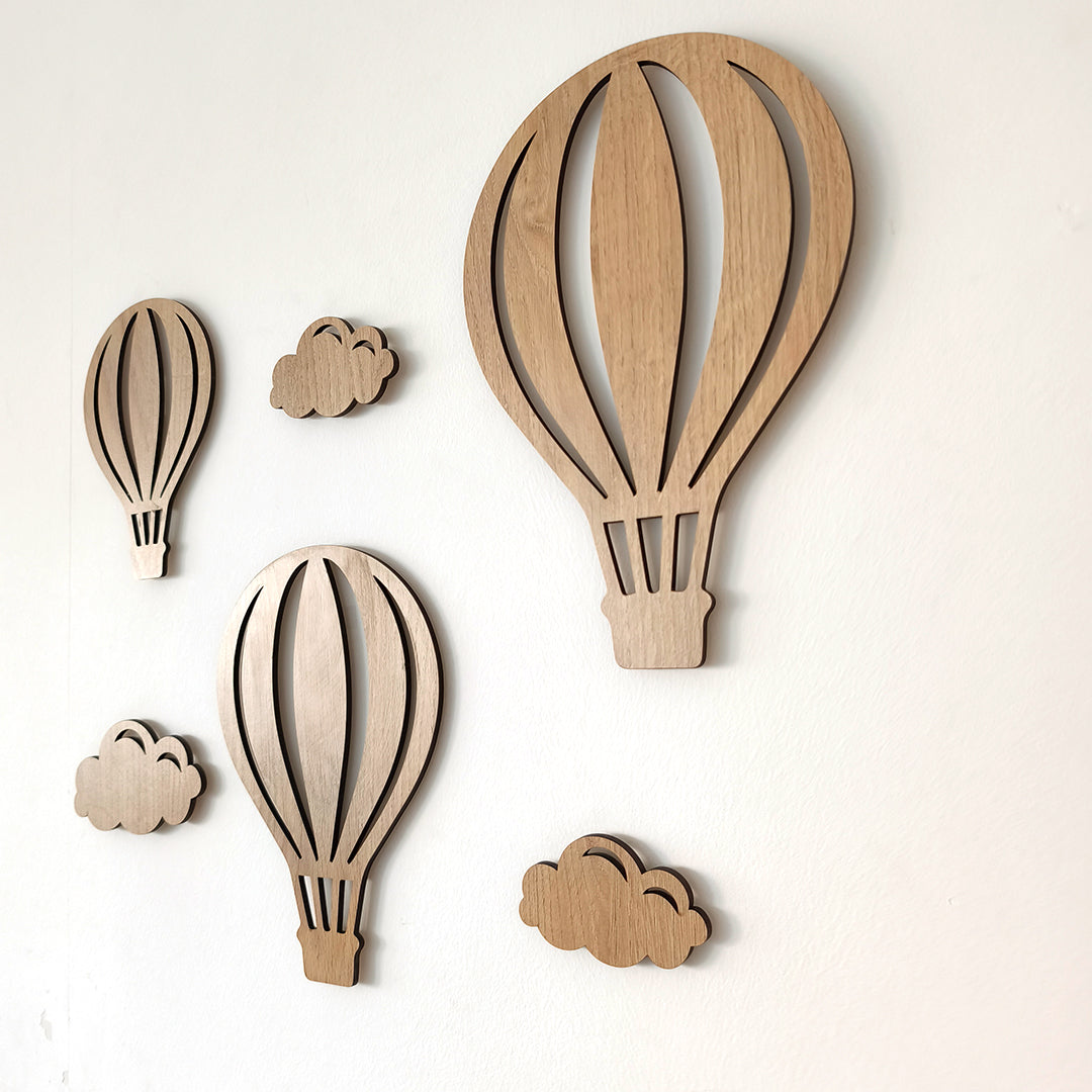 Flying balls made of wood, wall decoration for children's room