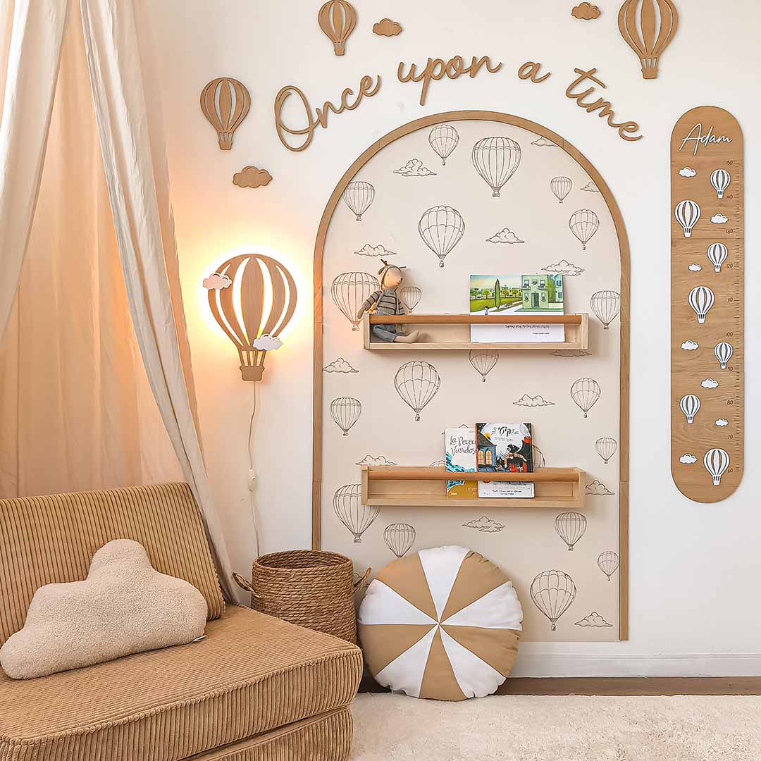 Flying balls made of wood, wall decoration for children's room