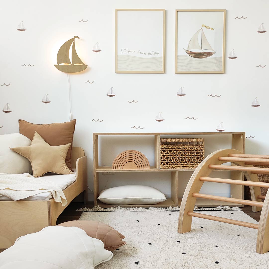 Lámpara de noche infantil con forma de barco – Lámpara de pared infantil con forma de barco marino