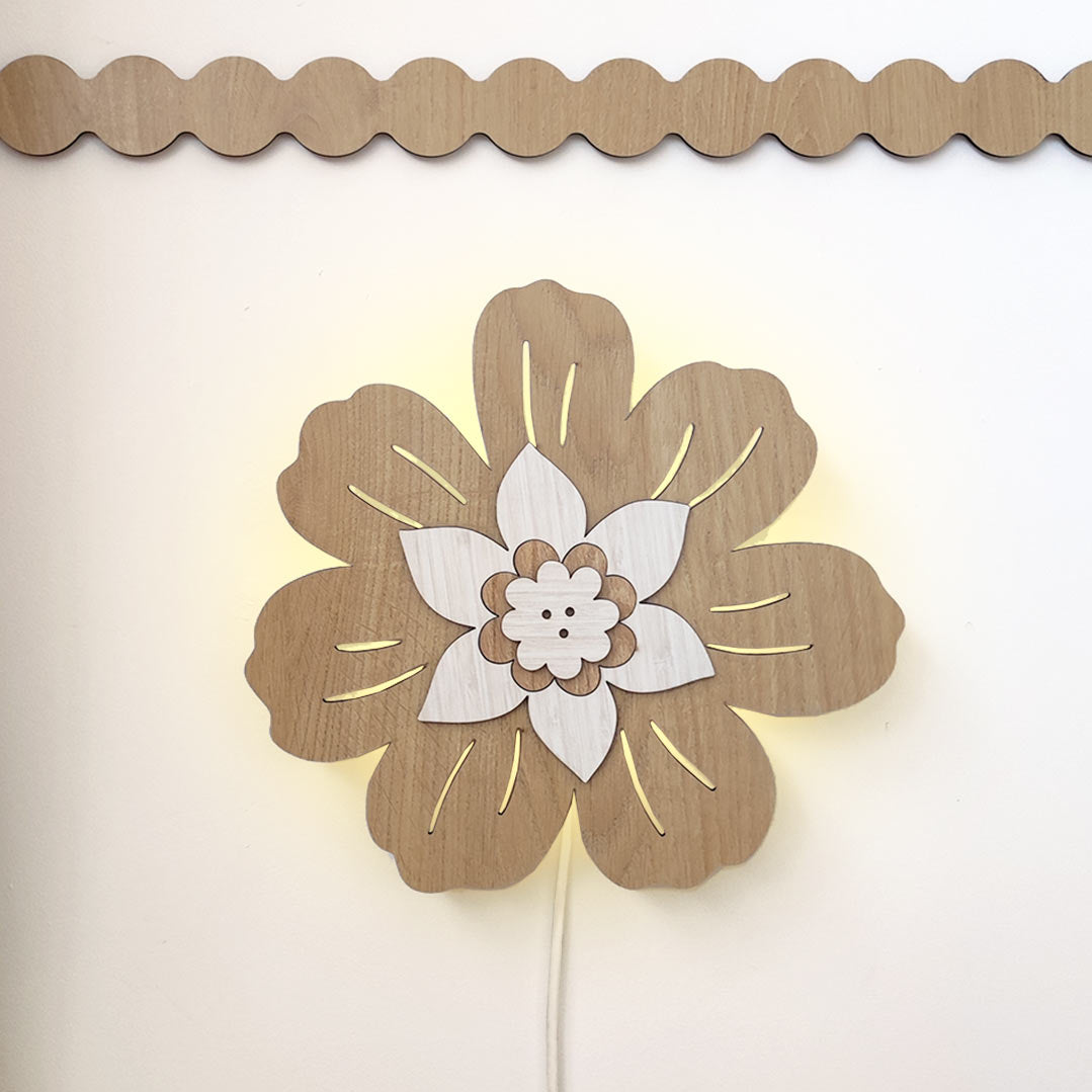 Wildflower Night Light – Wooden Wall Lamp