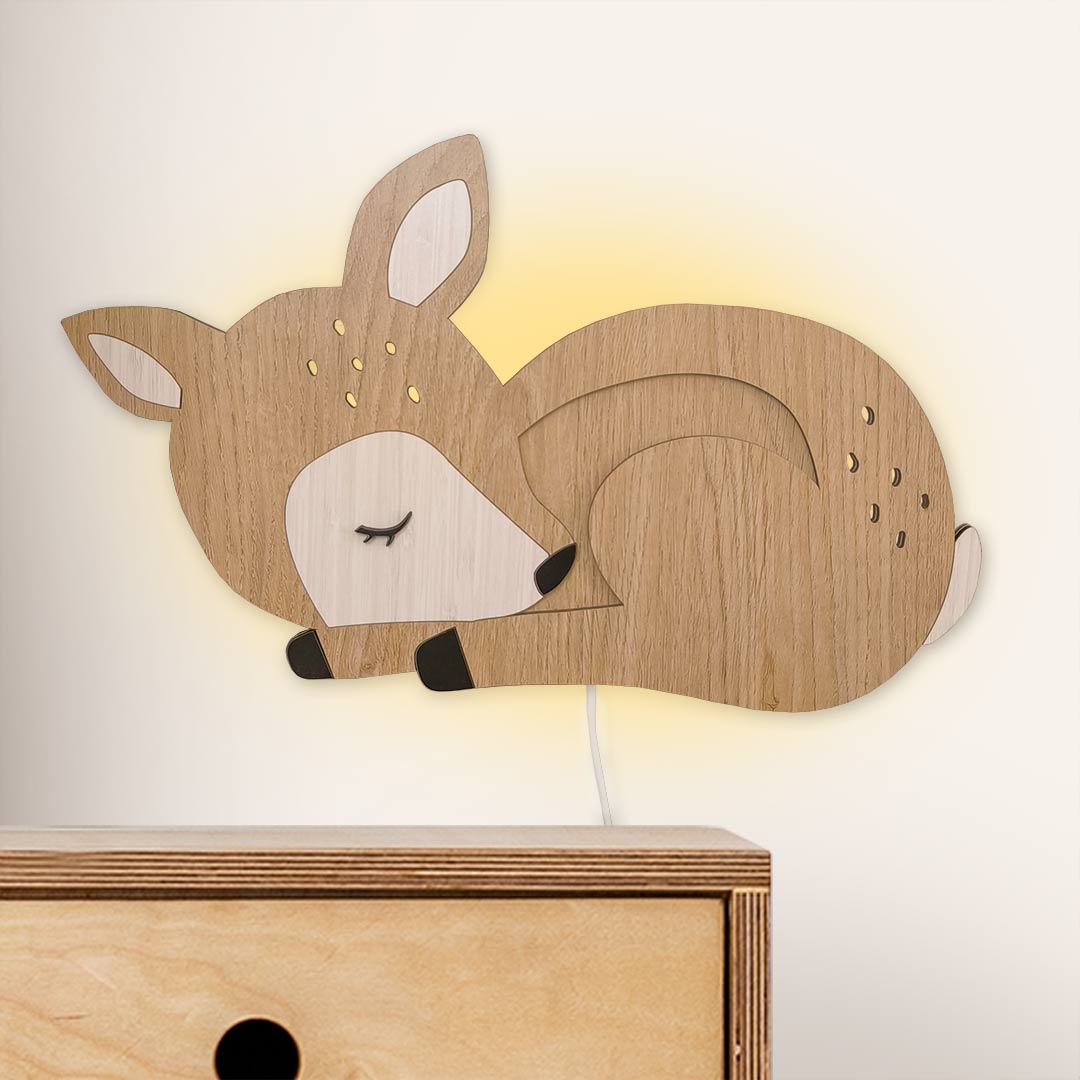 Wooden deer night light for childrens room