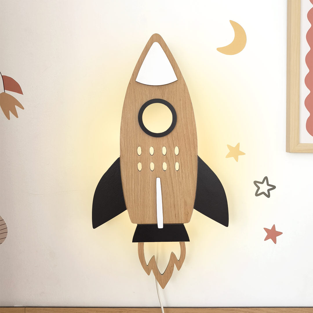 Outer space rocket night light for children