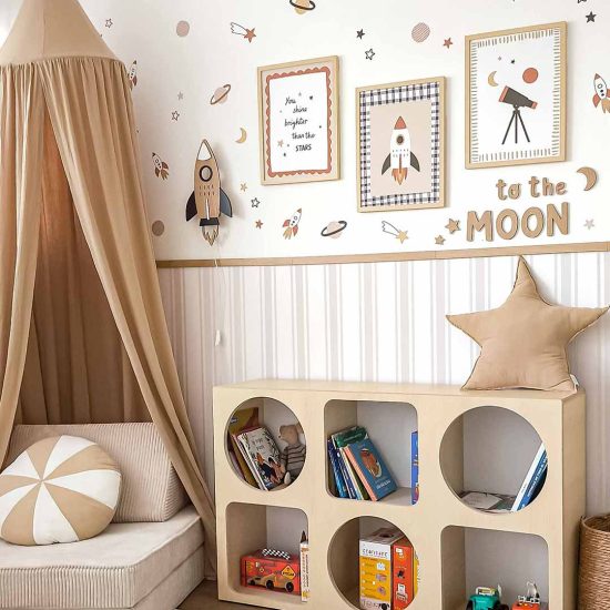 Elegant striped peel-and-stick wallpaper for a child's room