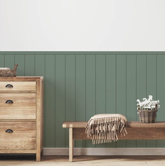 Dark green thin-striped adhesive wallpaper