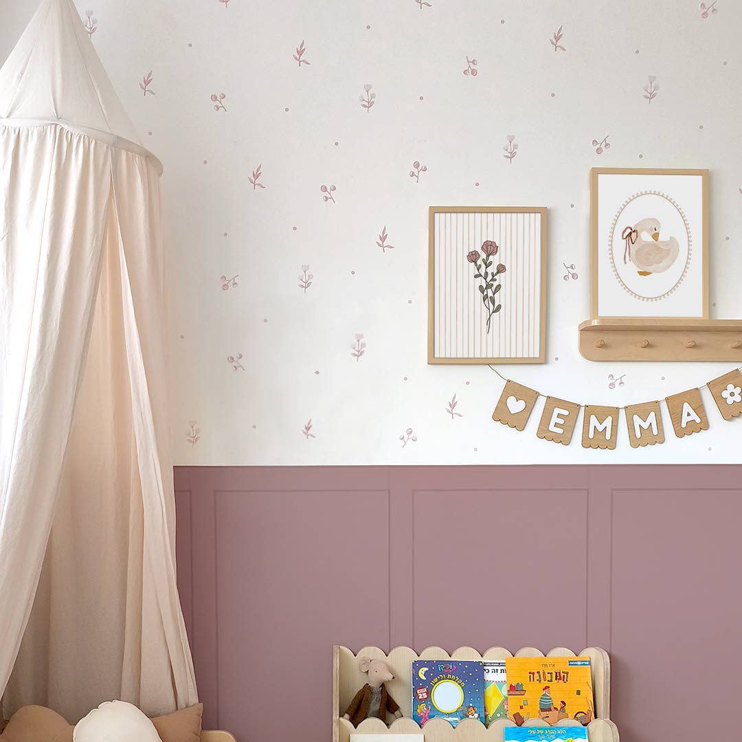 Watercolor leaf and flower wall stickers