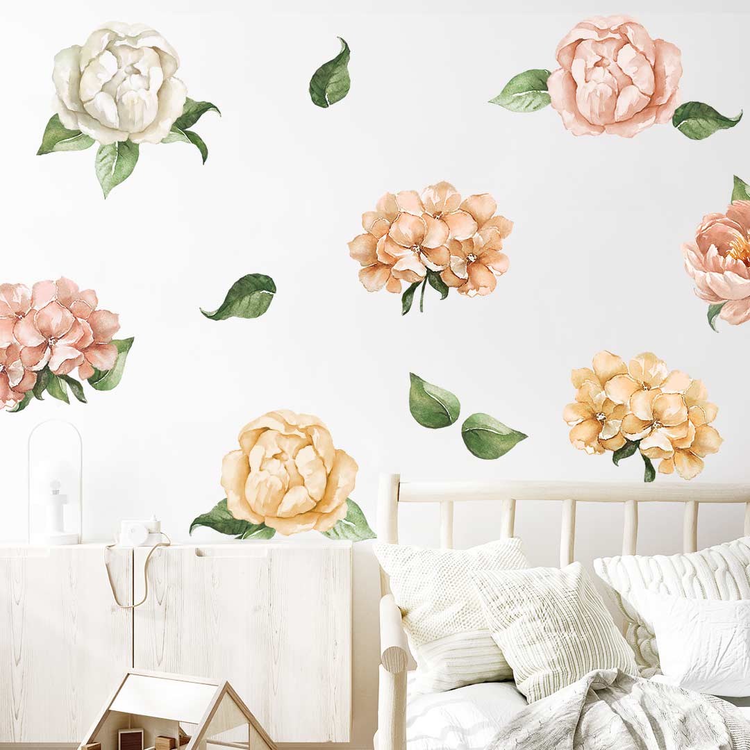 Watercolor flower wall stickers – wall stickers for girls' rooms
