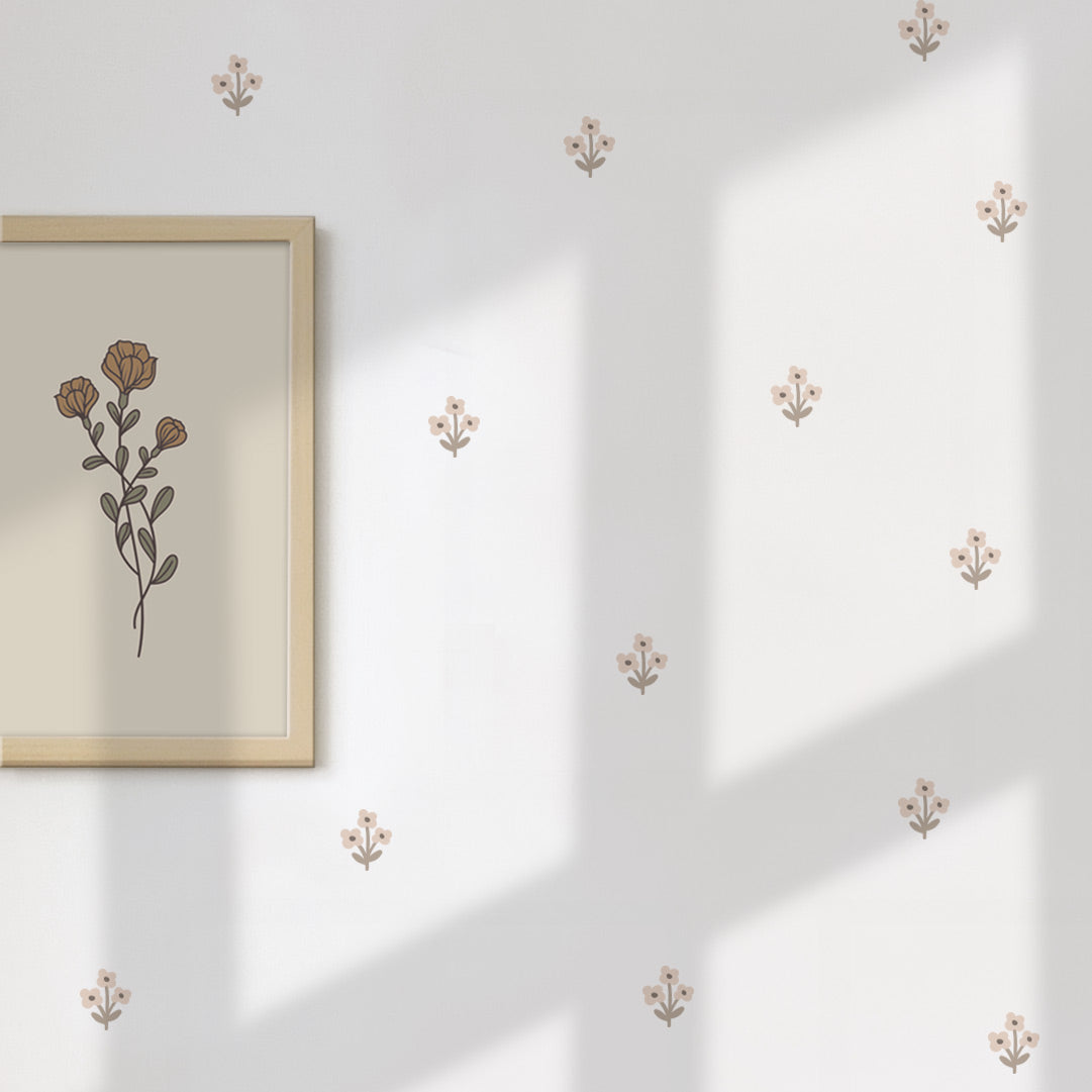 Vintage mini flower wall stickers for kids room – reusable boho decals by Ponponi