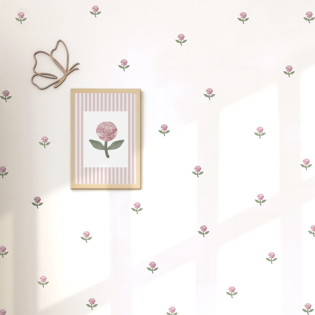 Reusable Floral Wall Stickers – Mila Style, Pink | Ponponi