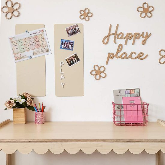 Reusable magnetic wall strips – Magnetic board for a child's room (set of 2, 23×58) – Beige