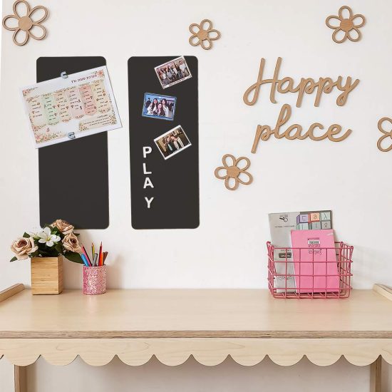 Reusable magnetic wall strips – Magnetic board for a child's room (set of 2, 23×58 cm) – Black