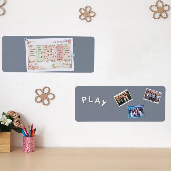Reusable magnetic wall strips in grayish blue – magnetic board for kids room set of 2 by Ponponi