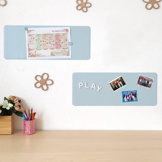 Reusable magnetic wall strips in light blue – magnetic board for kids room set of 2 by Ponponi