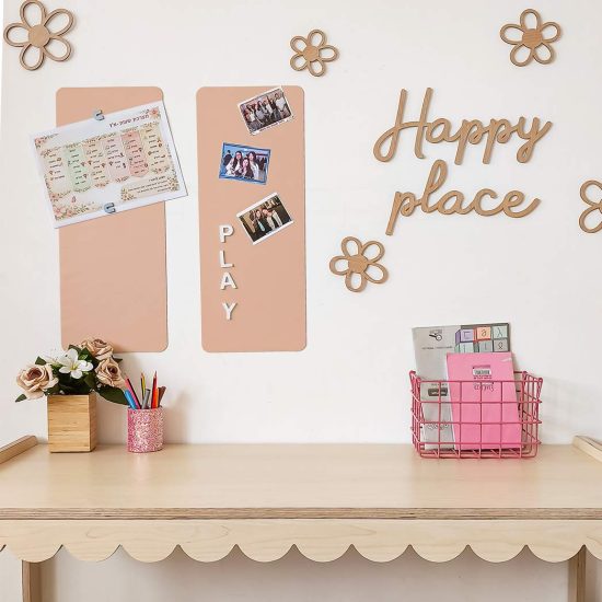 Reusable magnetic wall strips – Magnetic board for a child's room (set of 2, 23×58 cm) – Peach