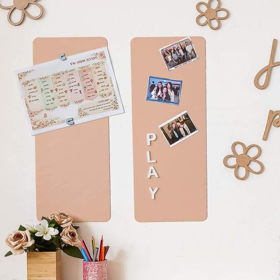 Reusable magnetic wall strips in peach – magnetic board for kids room set of 2 by Ponponi