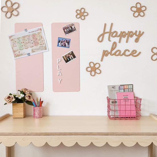 Reusable Magnetic Wall Strips – Magnetic Board for a Child's Room (Set of 2, 23×58) – Pink