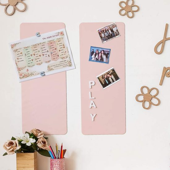 Reusable Magnetic Wall Strips – Magnetic Board for a Child's Room (Set of 2, 23×58) – Pink