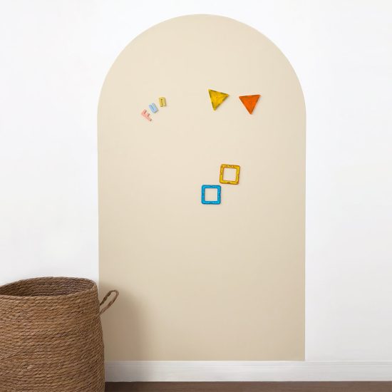 Reusable magnetic rainbow wall decal in beige 70x120cm – paintable kids room magnetic board by Ponponi