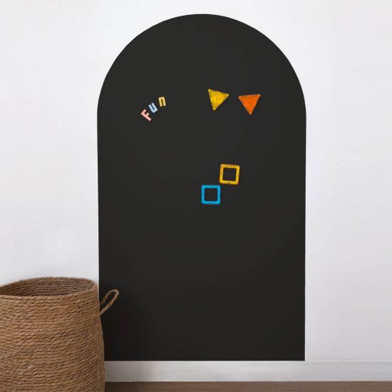Reusable magnetic rainbow wall decal in black 70x120cm – paintable kids room magnetic board by Ponponi