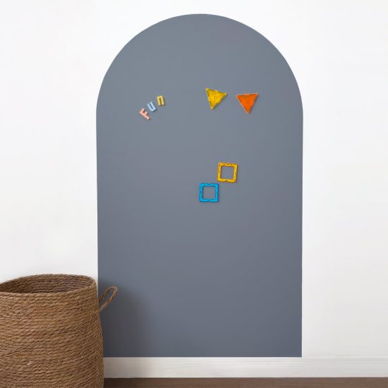 Reusable magnetic rainbow wall decal in grayish blue 70x120cm – paintable kids room magnetic board by Ponponi