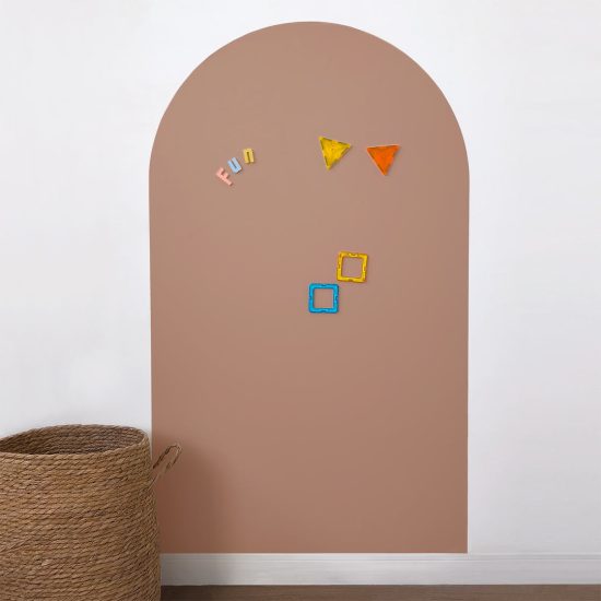 Reusable magnetic rainbow wall decal in caramel rose 70x120cm – paintable kids room magnetic board by Ponponi