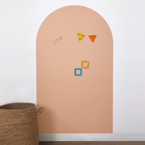 Reusable magnetic rainbow wall decal in peach 70x120cm – paintable kids room magnetic board by Ponponi