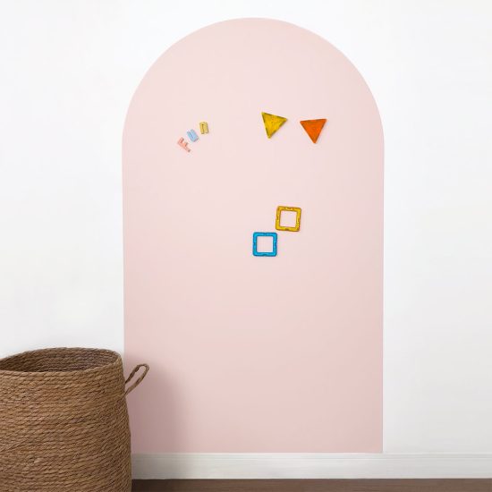 Reusable magnetic rainbow wall decal in pink 70x120cm – paintable kids room magnetic board by Ponponi