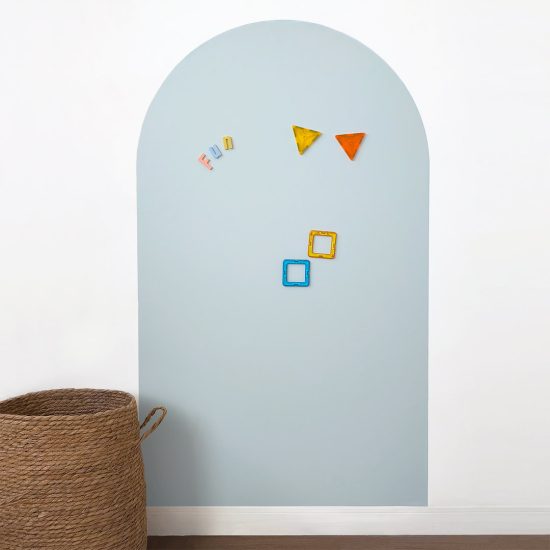 Reusable magnetic rainbow wall decal in light blue 70x120cm – paintable kids room magnetic board by Ponponi