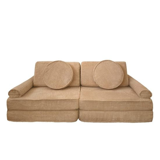 Kids modular play sofa MINI 120cm in brown corduroy with removable washable cover – Ponponi