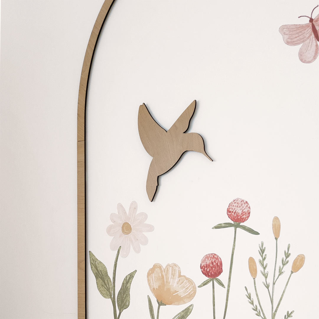 BUNDLE: Wooden bow trio + flower stickers + wooden rabbit and bird