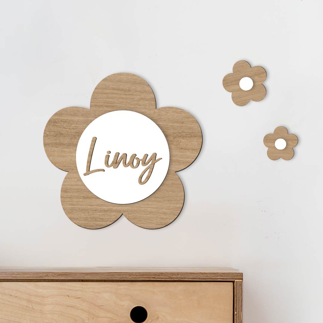 Name sign for children's room – Daisy flower