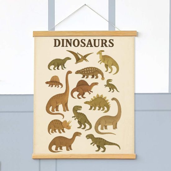 Dinosaur kids room poster – premium high quality framed print by Ponponi
