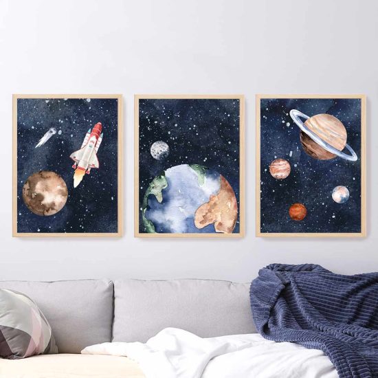 Galaxy space kids and teen room poster set – premium high quality prints by Ponponi